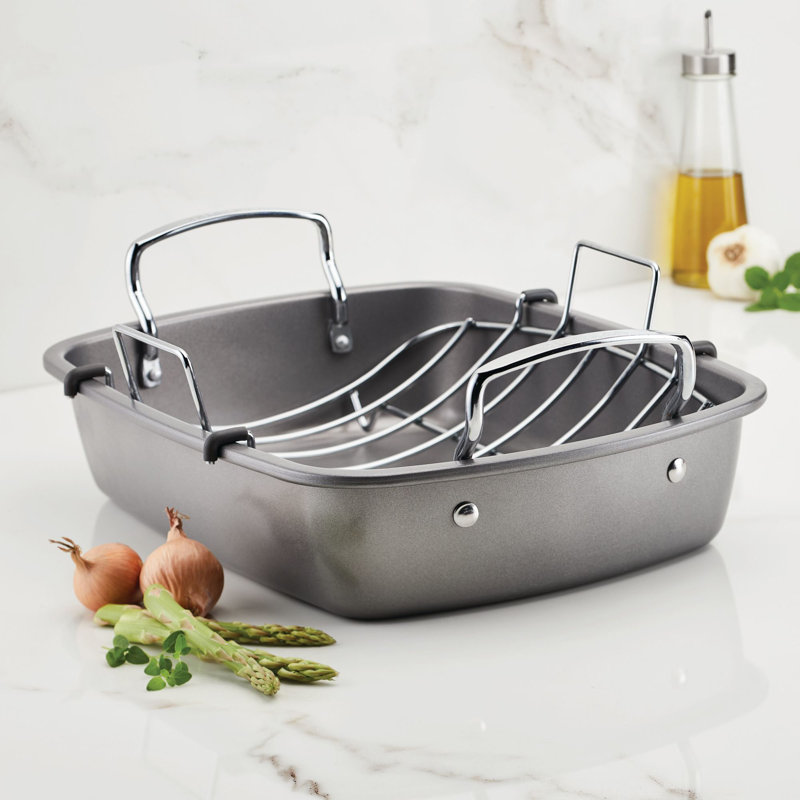 Circulon Bakeware Nonstick Roasting Pan / Roaster with Rack, 17-Inch x 13- Inch, Gray & Reviews | Wayfair